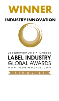 Seal that states "Winner of the Label Industry Global Awards"